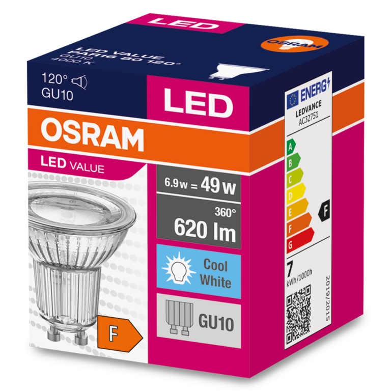 

Osram Żarówka Led GU10 6,9W=49W 620lm 4000K 120°