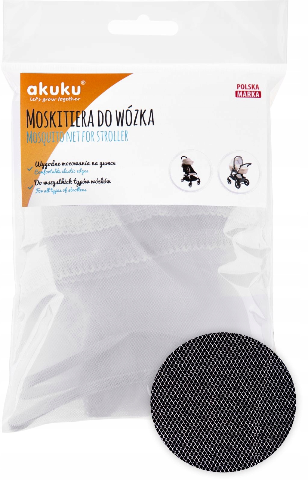 

Moskitiera uniwersalna do wózka z gumką Biała