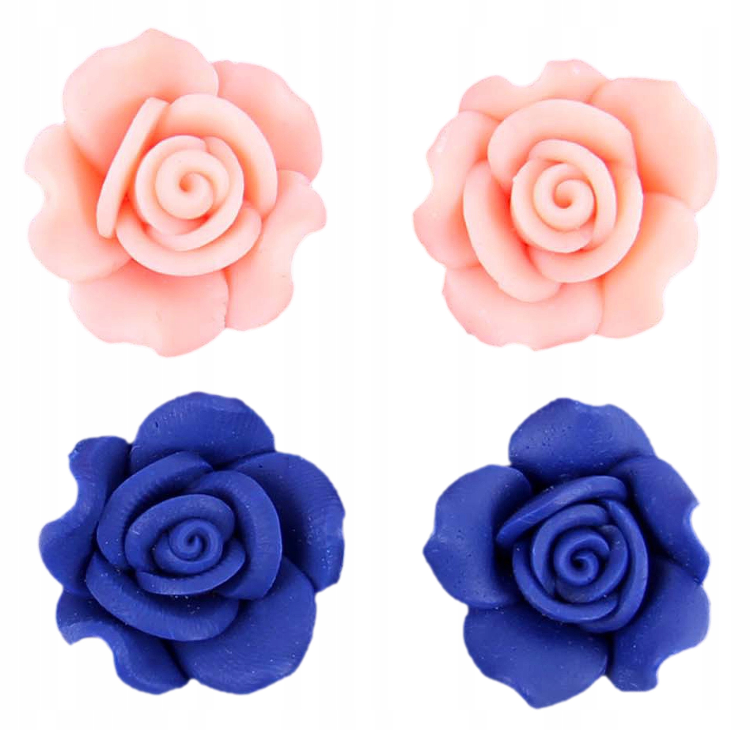 

2x Niebieskie, różowe kolczyki róże Primark Opia