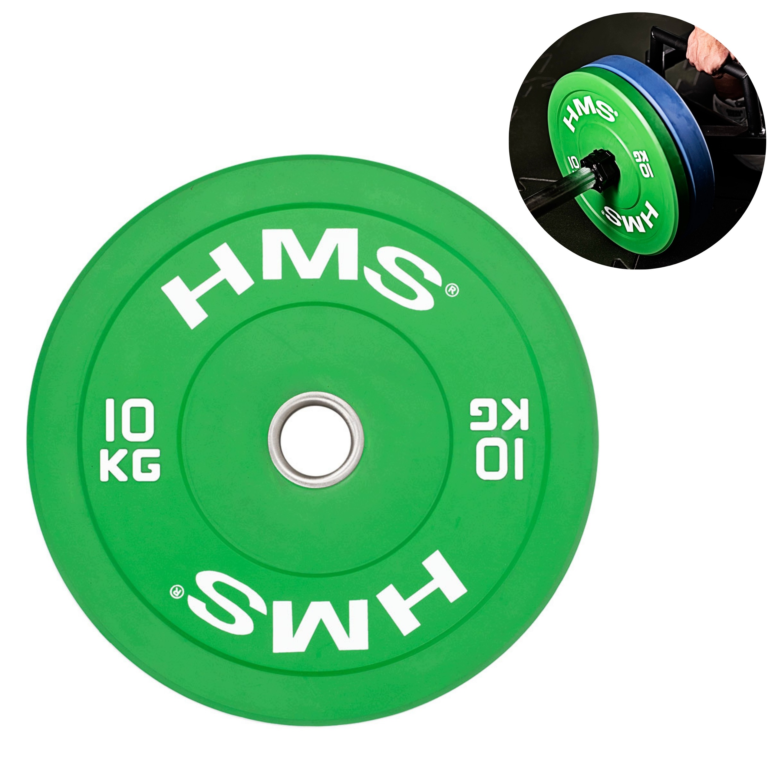 Olympijský bumper talíř 10 kg guma na osa závaží kotoučů Hms