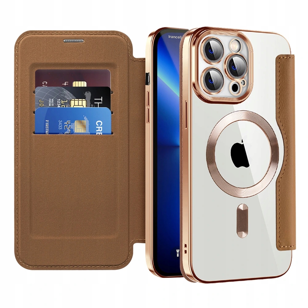 Techsuit SmartMag Book etui na iPhone 13 Pro brązowe