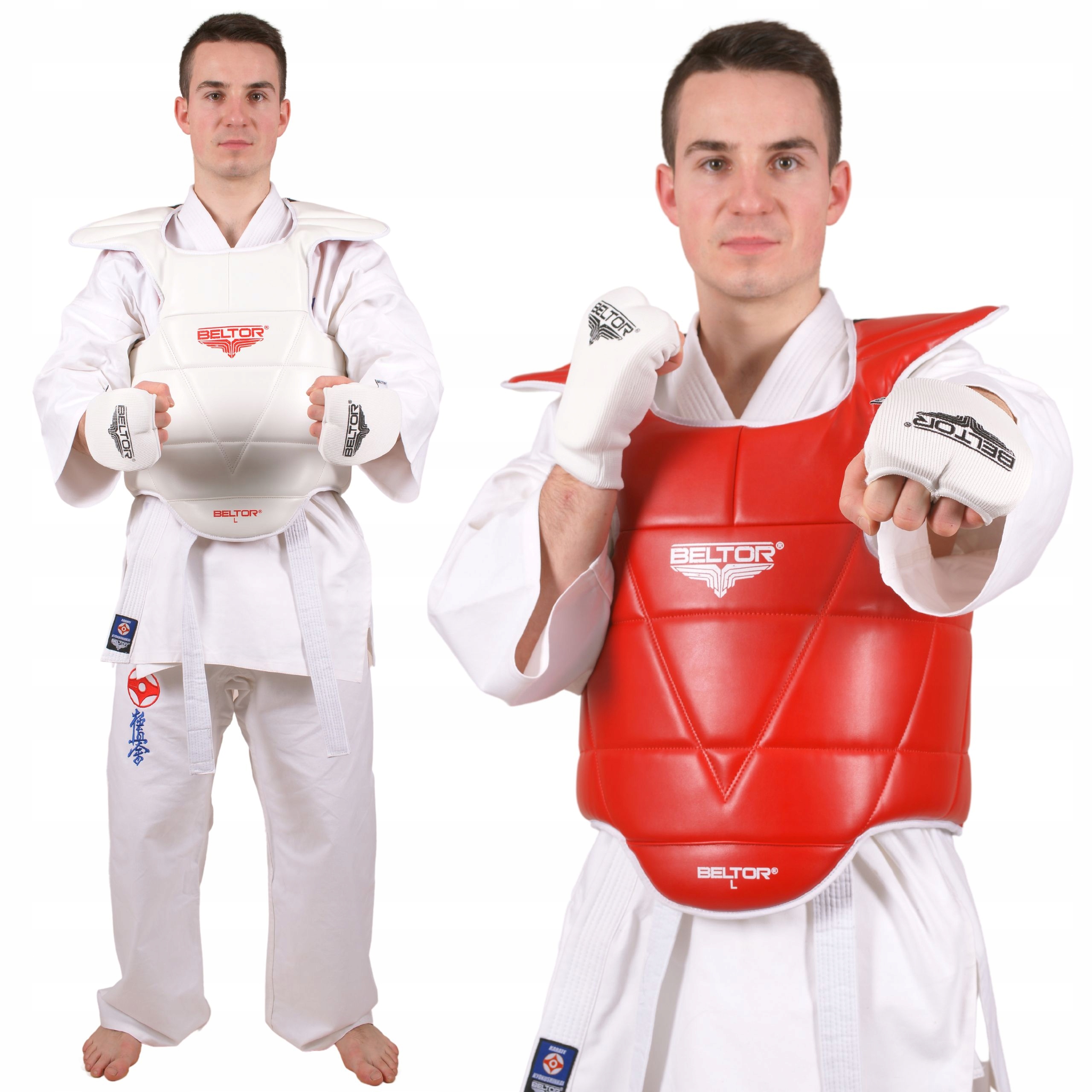 Beltor Ochraniacz Tułowia Karate Dwustronny Hogo Czerwono Biały Rozmiar S