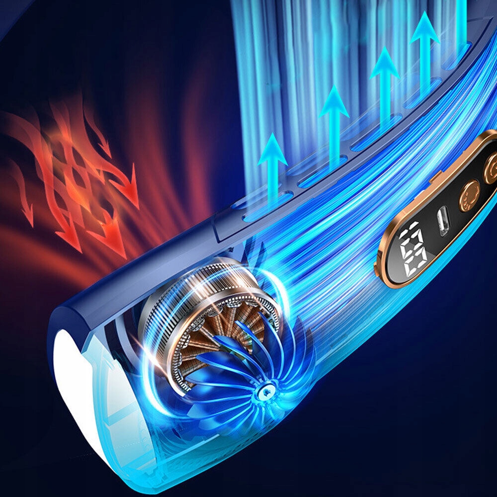 WENTYLATOR PRZENOŚNY NA SZYJE WIATRAK KLIMATYZATOR 1800mAh USB +OŚWIETLENIE Model WENTYLATOR NA SZYJE PRZENOŚNY