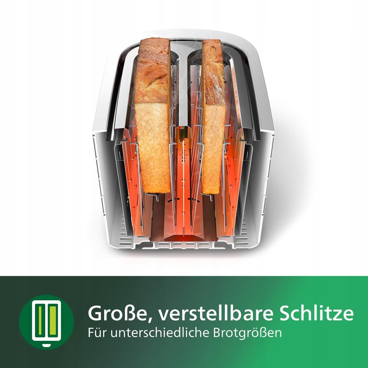 PHILIPS Toster 2 Kromki 8 Stopni Z Podgrzewaczem Funkcja Rozmrażania Biały — miniatura 7