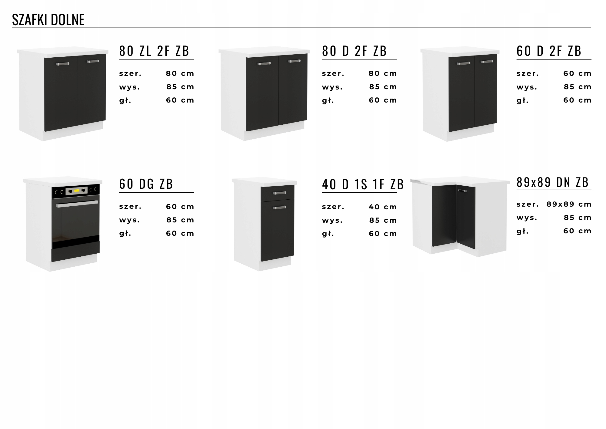 Szafka kuchenna OREO 89x89 DN ZB Z BLATEM NOWOŚĆ Szerokość mebla 89 cm