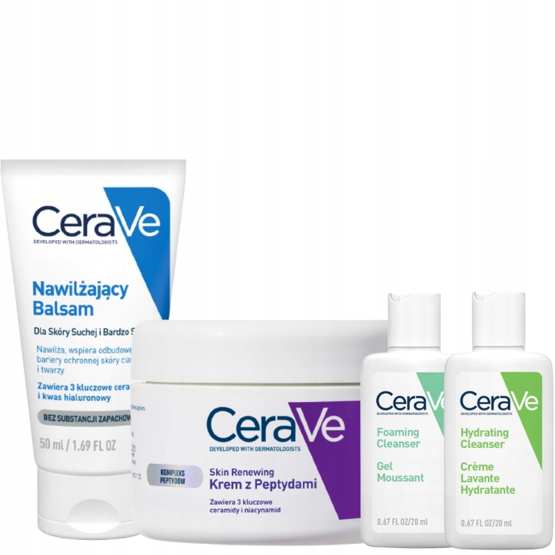 CeraVe Skin Renewing Krem z peptydami 48g, Balsam Nawilżający Travel Size
