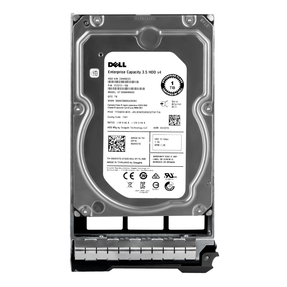 Dell 0GWD7D 1TB 7.2K 128MB SAS-3 3.5'' ST1000NM0005