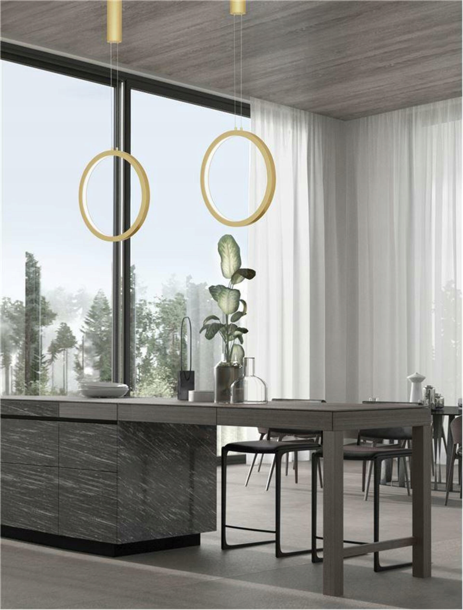 Nova Luce závesné svietidlo Change zlatý hliník a akryl Led 25W 230V 3000K I