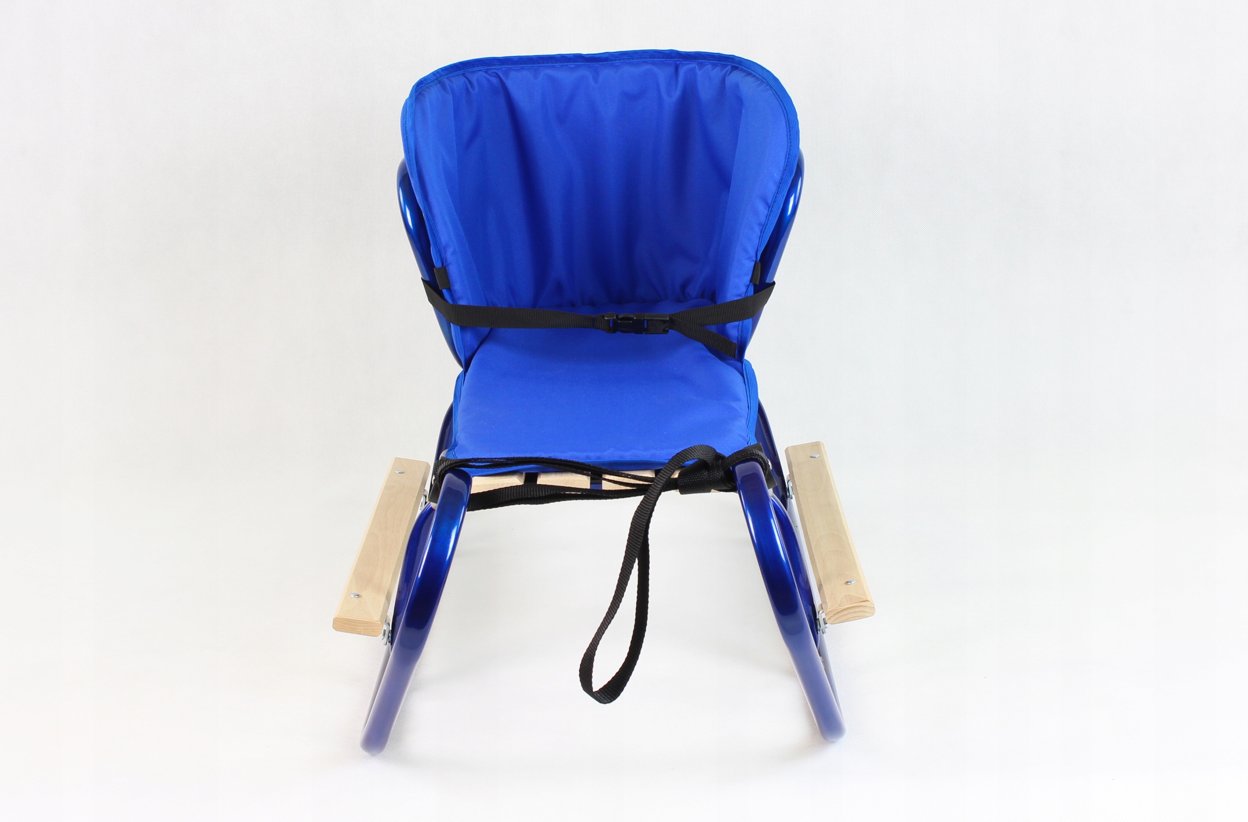 Sanki z przykręcanym oparciem, materacykiem + podnóżki - granatowe Marka bez marki