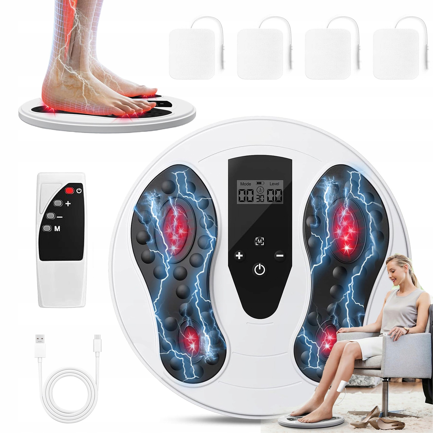 Stymulator Krążenia Do Stóp Ems Tens Masażer Infrared 20 Poziomów Z Pilotem