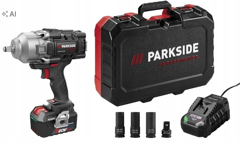Klucz udarowy akumulatorowy Parkside Passp 1/2" 1356Nm z Aku 20V 4Ah