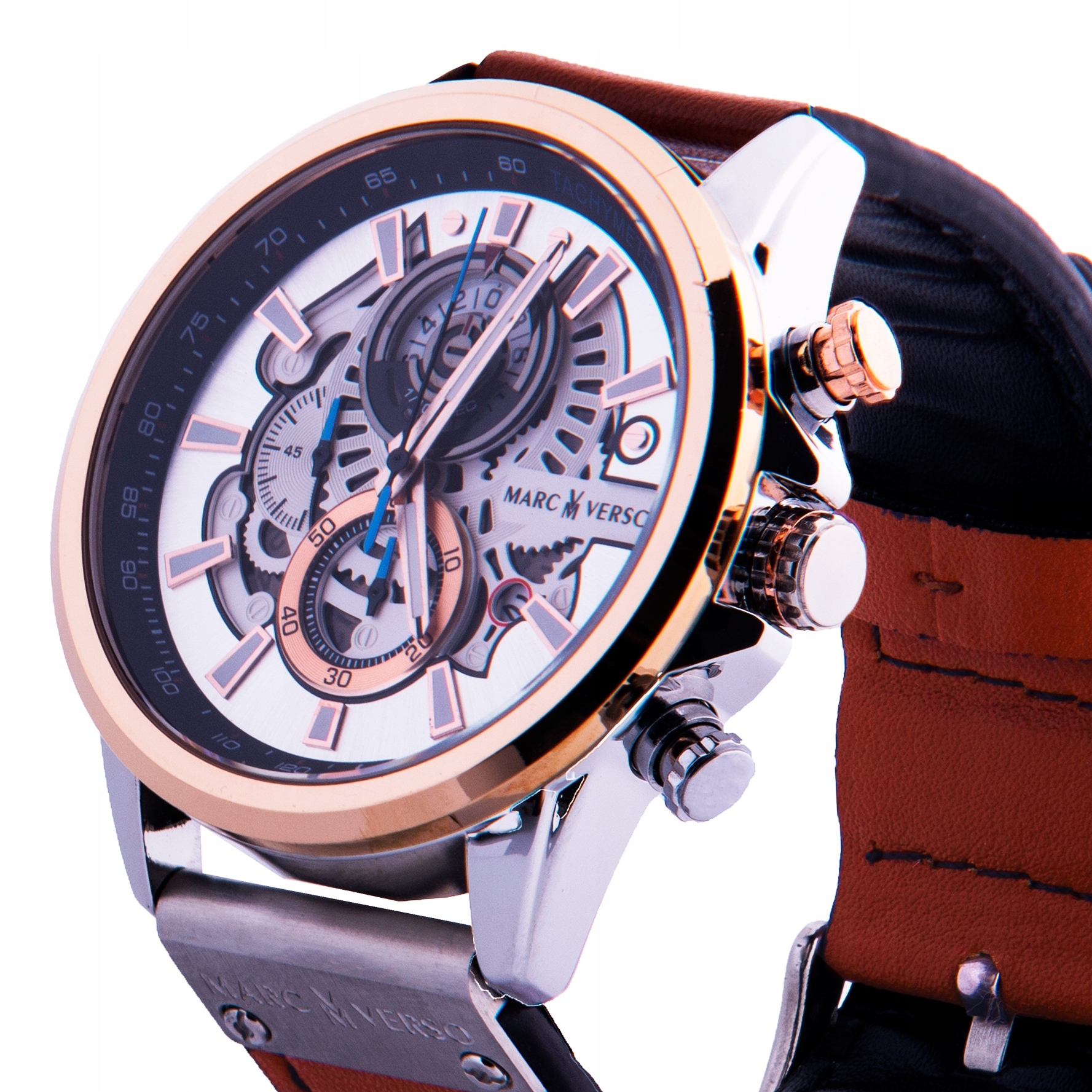 Zegarek Męski Marc Verso Klasyczny Skórzany Brąz