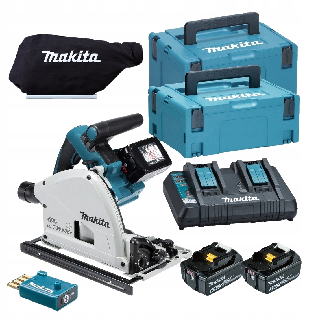 Makita Piła Worek Szyna 1M 2x5AH DC18RD DSP601ZJU Dsp Zasilanie W Makpacu