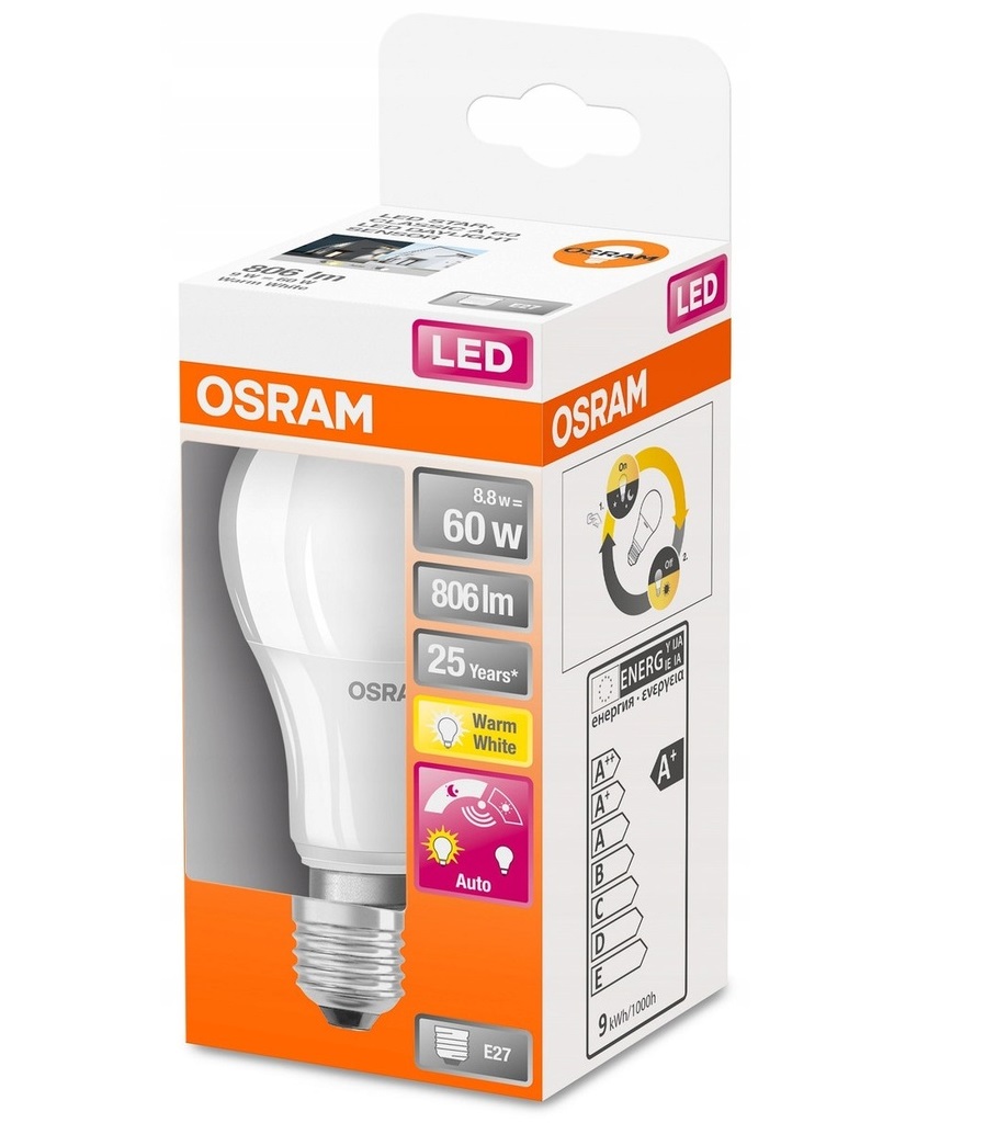 Żarówka LED OSRAM SENSOR czujnik zmierzch 8,8W E27