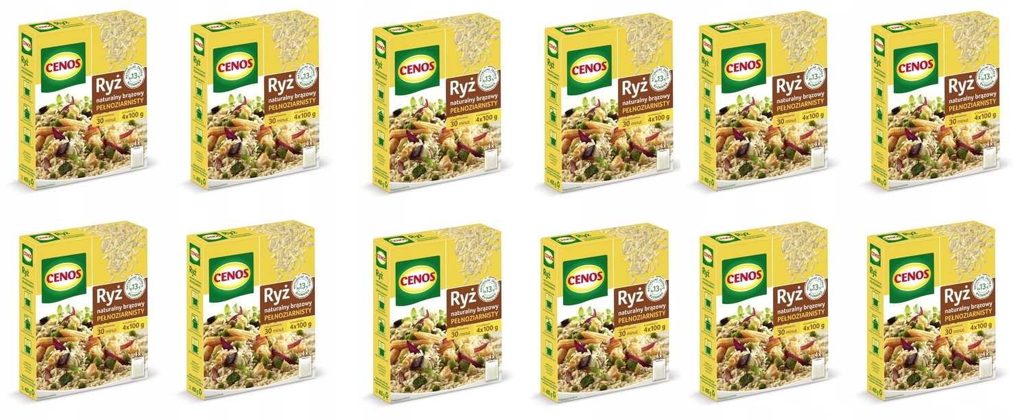 Levně 12 x 400 g Cenos hnědá celozrnná rýže v sáčcích Karton