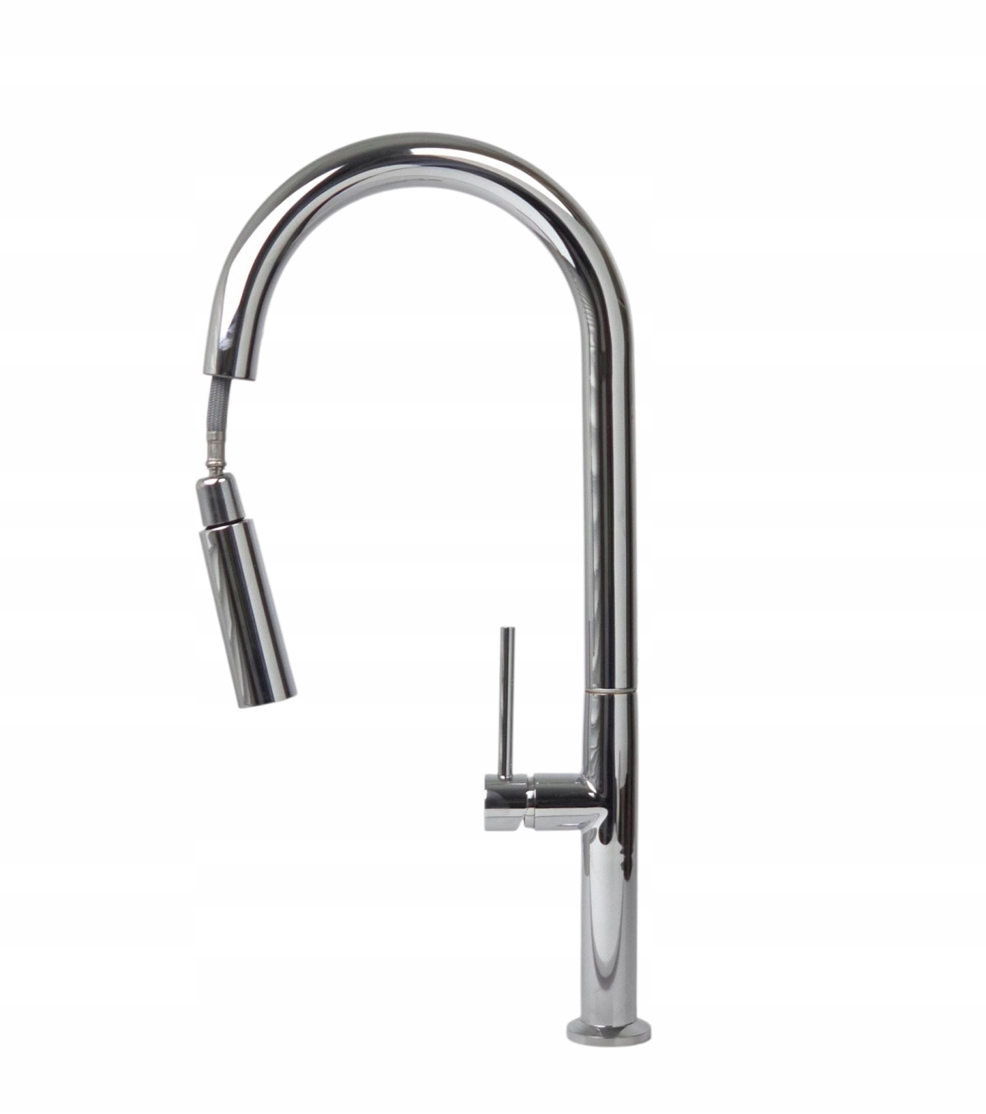 Bateria wysoka kuchenna zlewozmywakowa z wyciąganą wylewką chrom połysk