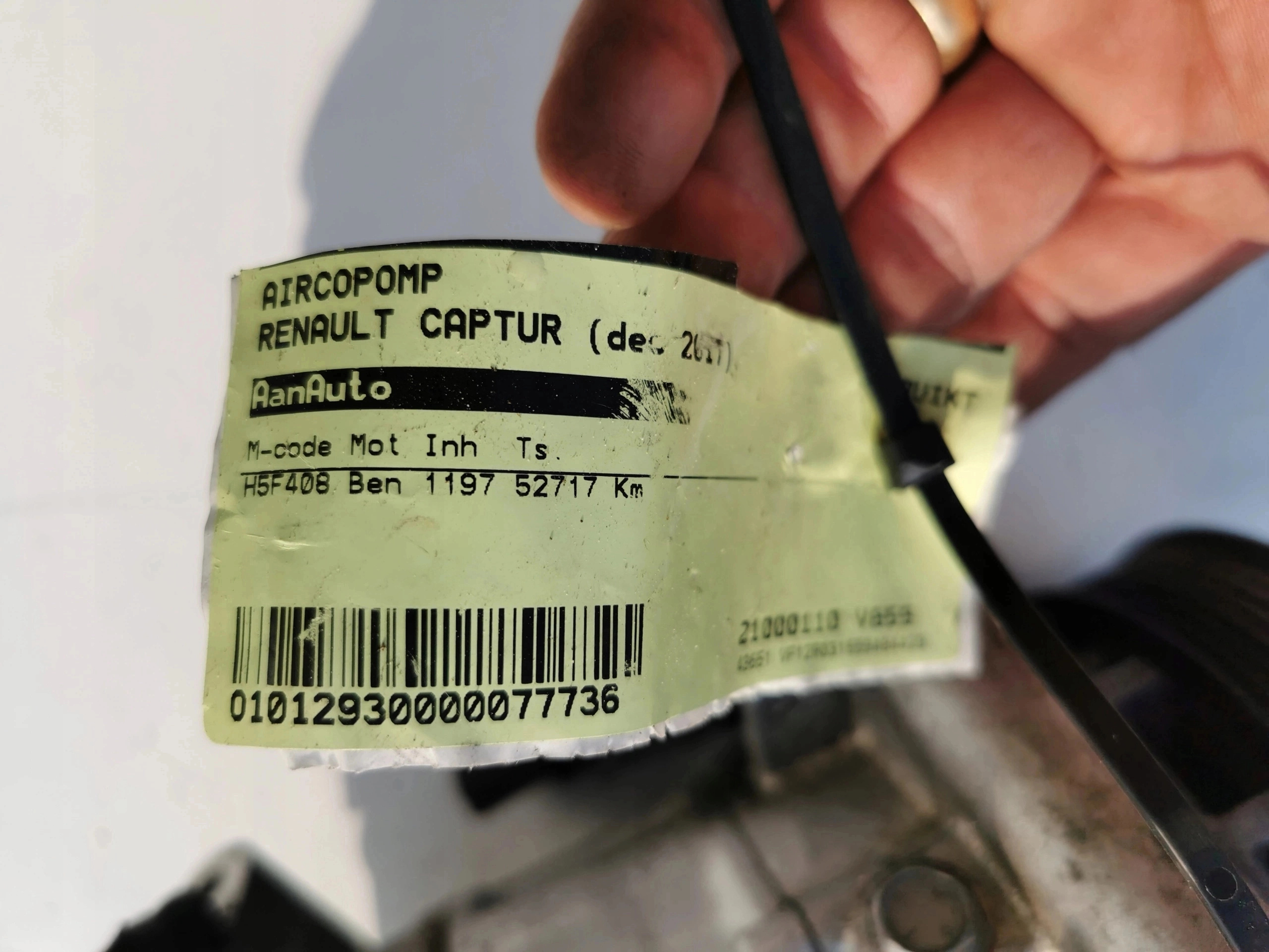 RENAULT CAPTUR 1.2B 926000734R H5F408 compressor; KL