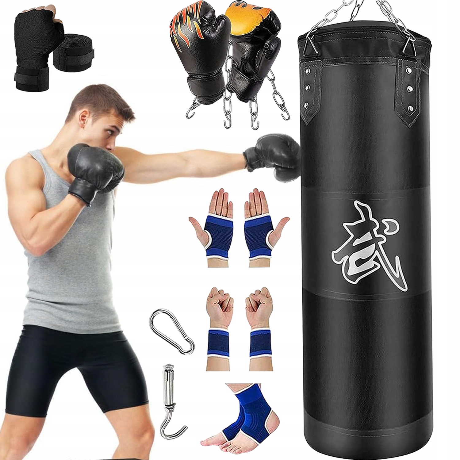 Boxing Training Bag Strong With Gloves 120 X40cm