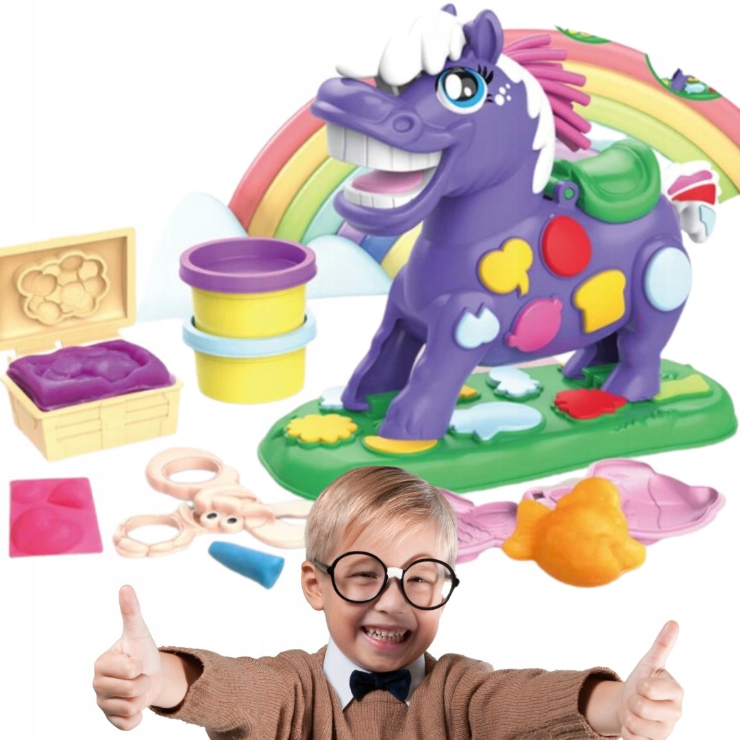 DUŻY ZESTAW CIASTOLINA MASA PLASTYCZNA KOŃ FOREMKI