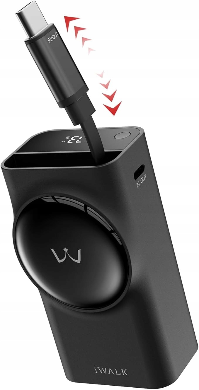 iWALK Powerbanka s zatahovacím kabelem, přenosná nabíječka 10000 mAh