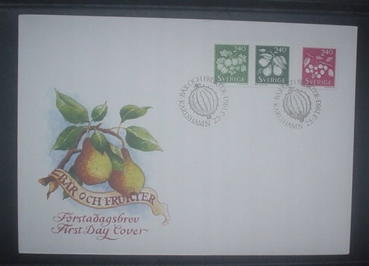 KOPERTA FDC Mi 1767 - 1769 SZWECJA OWOCE