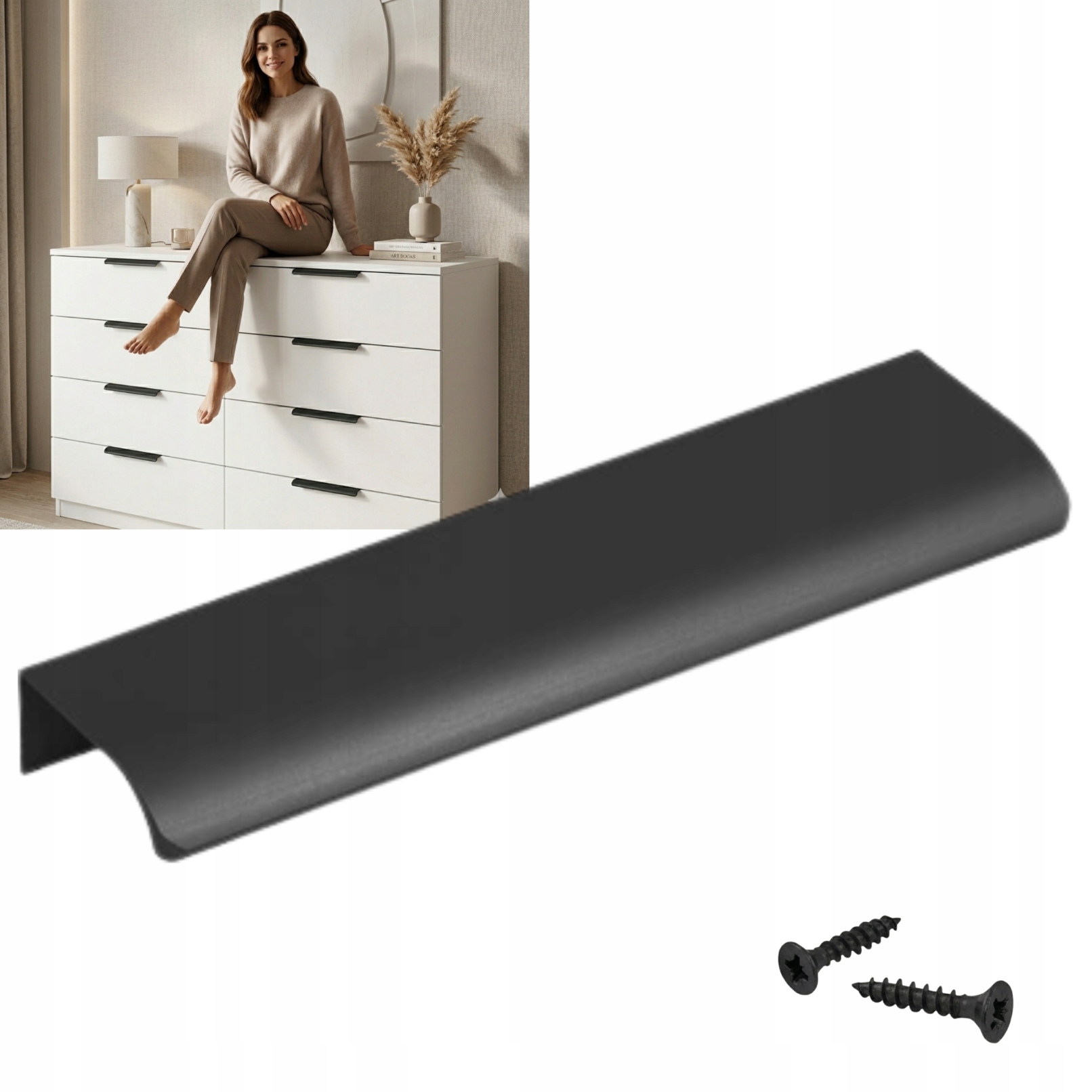 Uchwyt krawędziowy LOFT 128/150 CZARNY MAT AKS