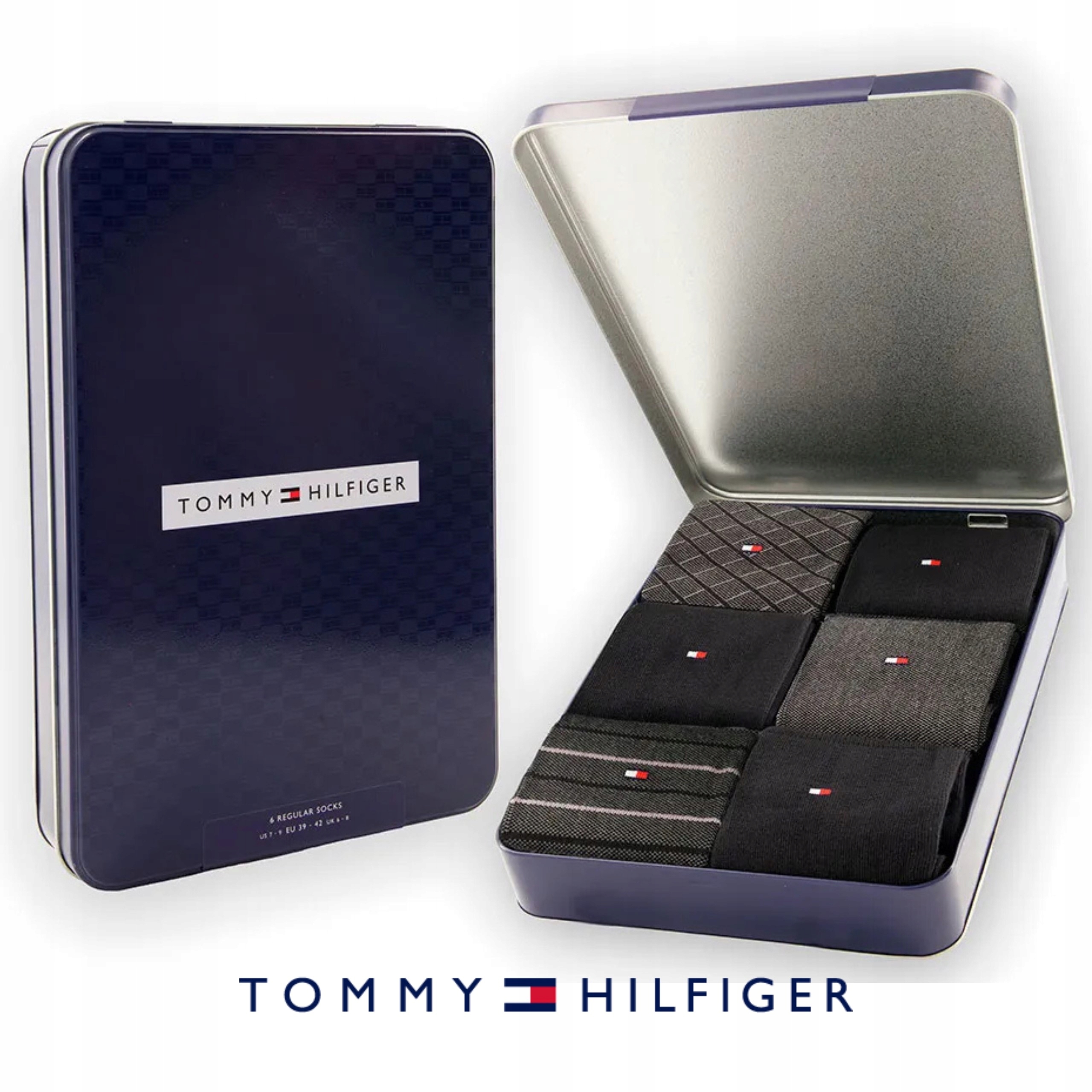 Pánské Ponožky Tommy Hilfiger 6 Párů Dárek krabička, 6 kusů, vel. 43-46, černé