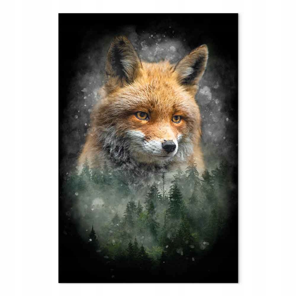 Obraz na plátně Krajina Les Stromy Mlha Fauna Zvíře Liška 60x90 cm