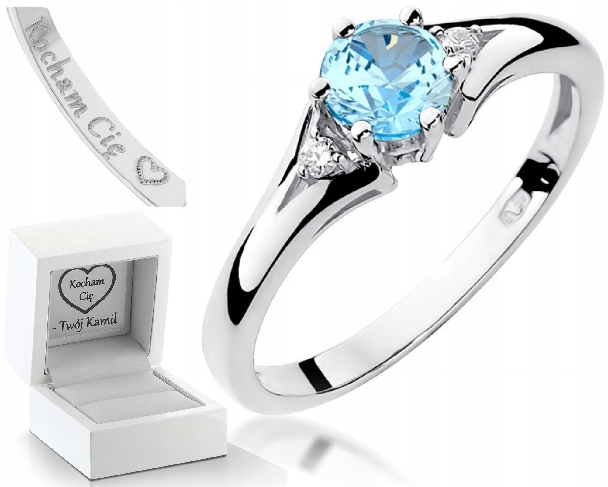 Prstýnek Topaz Bílé Zlato 585 Gravírování Bonus
