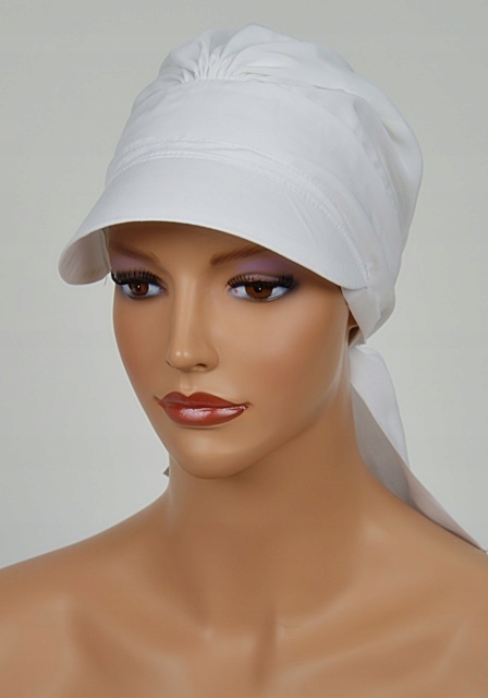 

Turban Tess z daszkiem B-biały chusty Eva Design