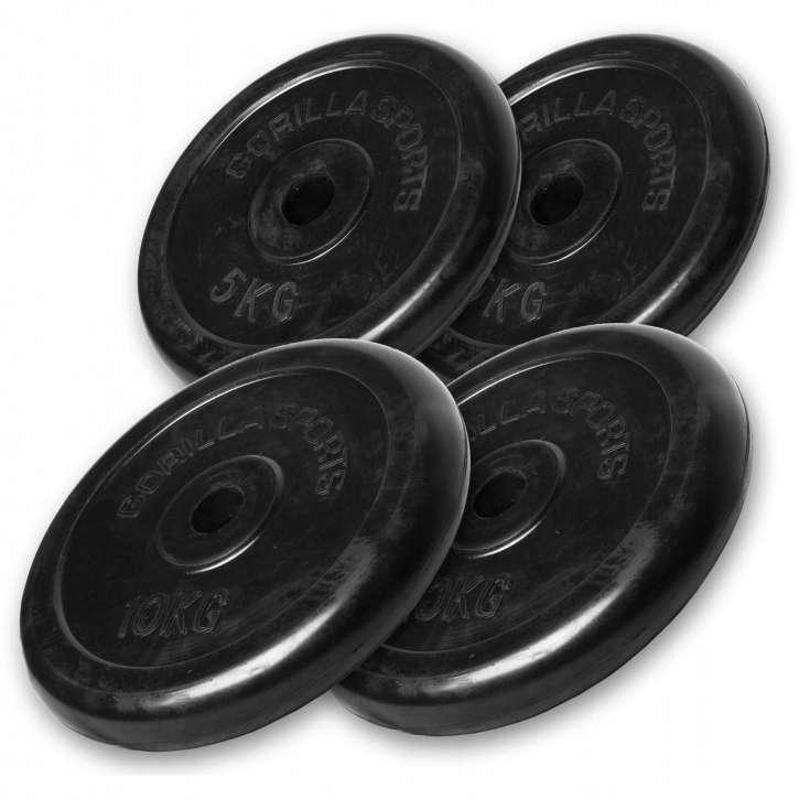 Zestaw obciążeń gumowanych 30 kg 2x5, 2x10 kg