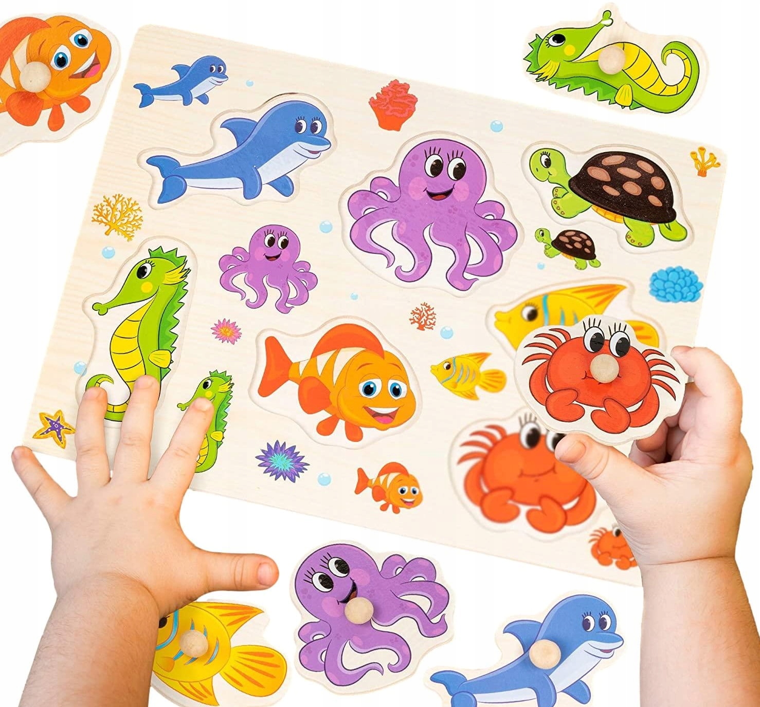 

Puzzle Edukacyjne Drewniane Układanka Ocean Rybki