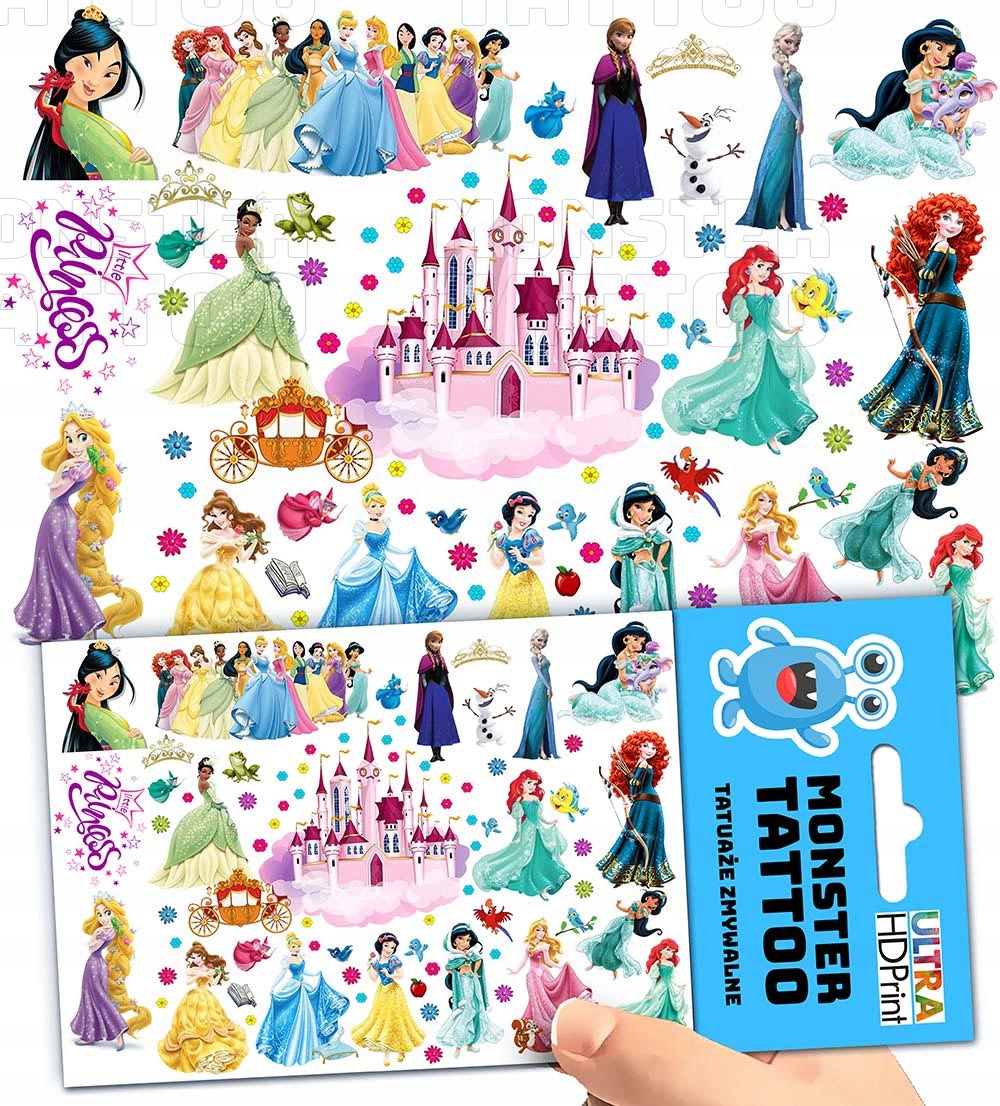 TATUAŻE ZMYWALNE WODNE DLA DZIECI DZIECIĘCE KSIĘŻNICZKI WZORY SUPER JAKOŚĆ Marka inny