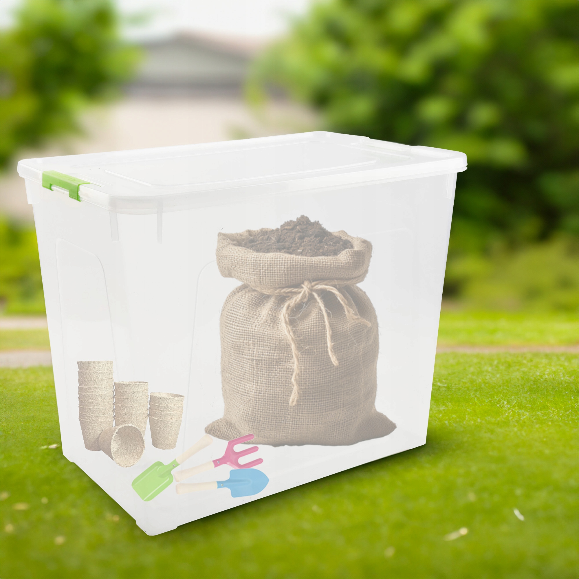 POJEMNIK PLASTIKOWY BOX 40L PRZEZROCZYSTY Z POKRYWKĄ DO PRZECHOWYWANIA