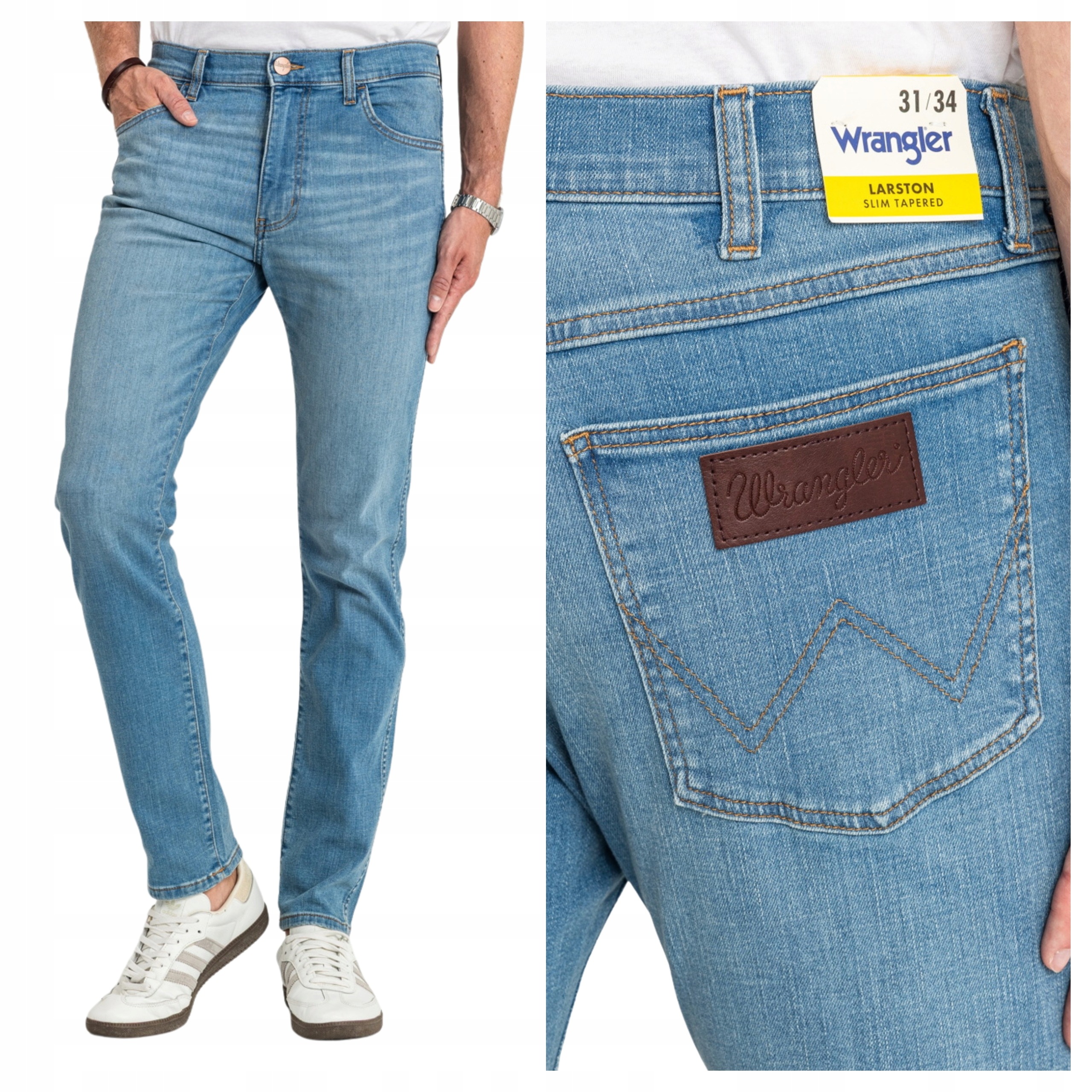 Pánské kalhoty Wrangler Larston Bavlněné Modré Džíny Slim W31 L34
