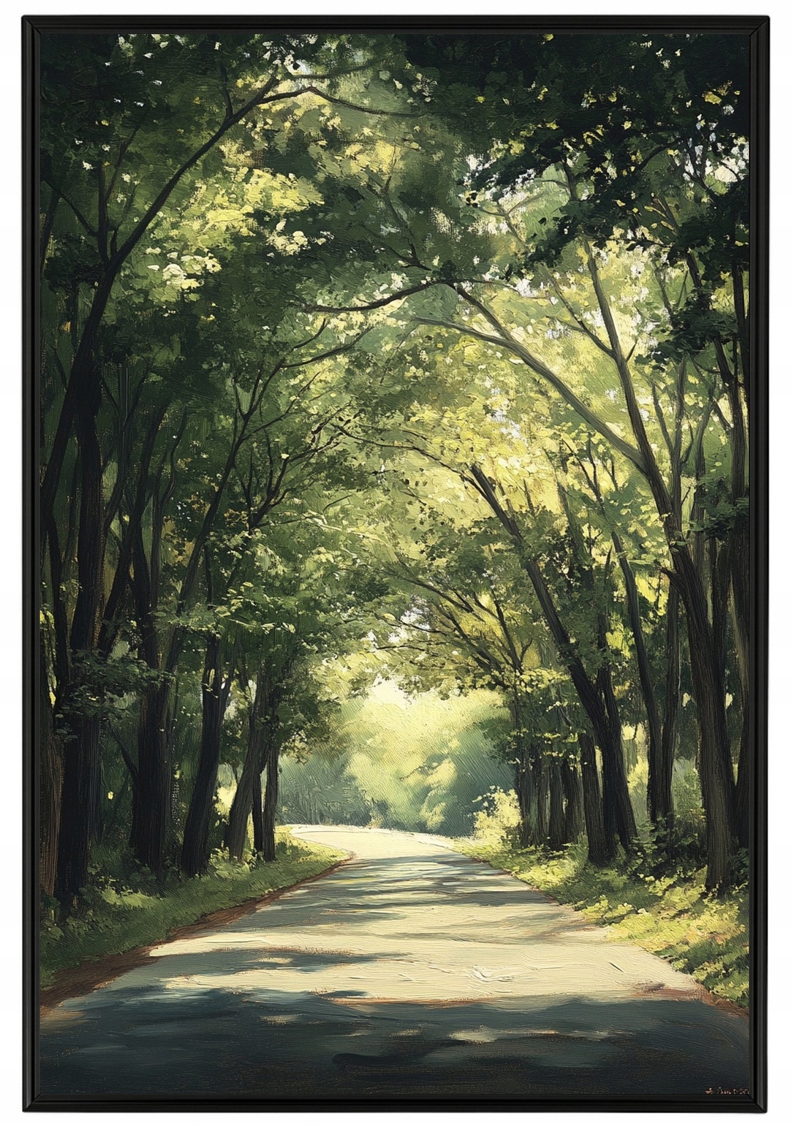 Plakát Rámeček Aluminium Krajina Příroda Stromy Aleje Cesta Slunce Léto 40x60