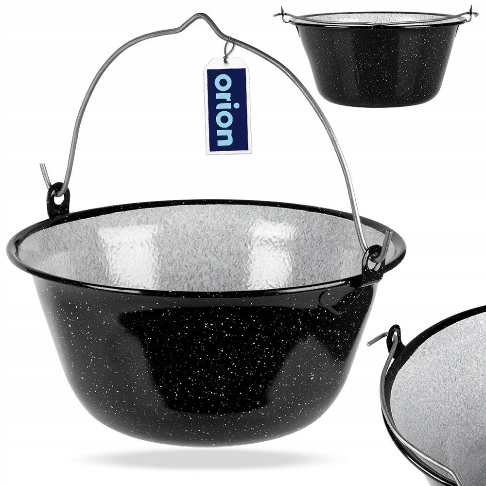 Smaltovaný kotlík maďarský ocelový závěsný na oheň gulášová polévka 9,5L