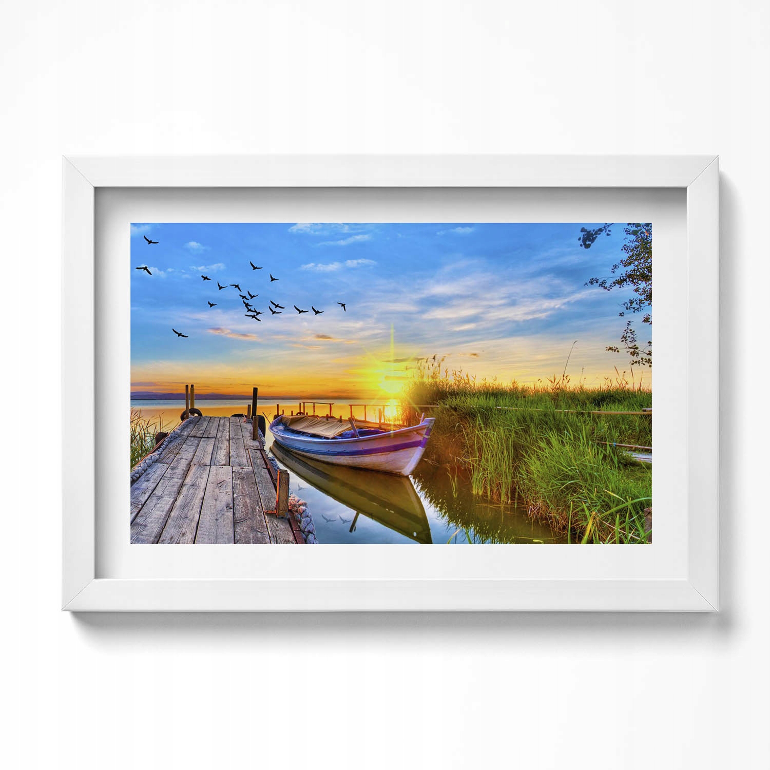 Nástěnný obraz, dekorace interiéru Pohled na jezero a západ slunce 30x20 cm