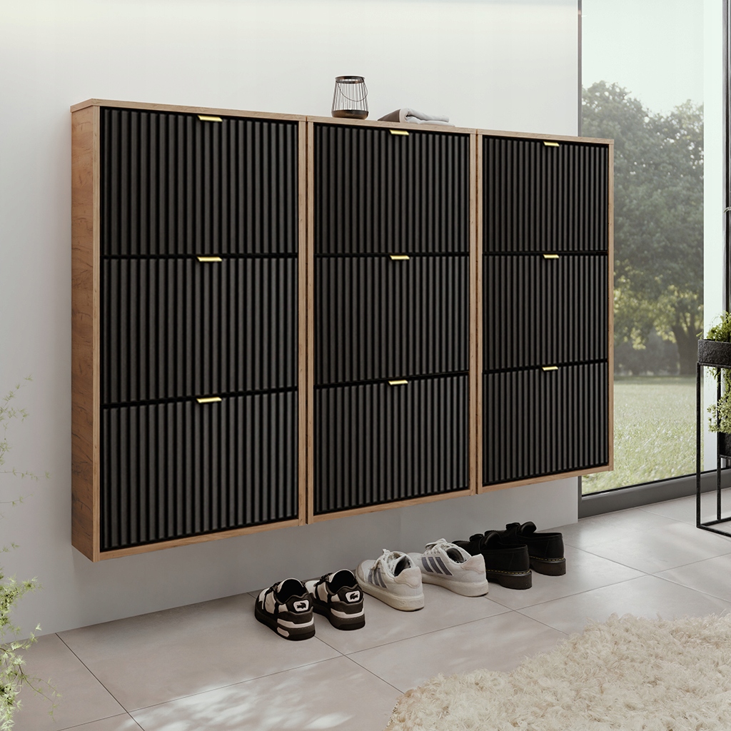 Botník Velaro Mini X3 Dub C. černá rýhovaná přední část