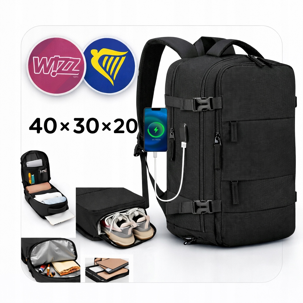 Bagaż Plecak podręczny do samolotu WizzAir Ryanair wodoodporny 40X30X20