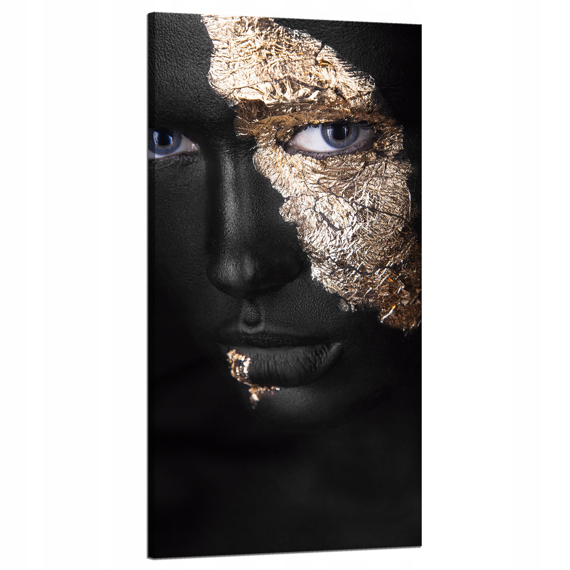 Obraz na plátně Černá Tvář natřená zlatem 60x120 cm