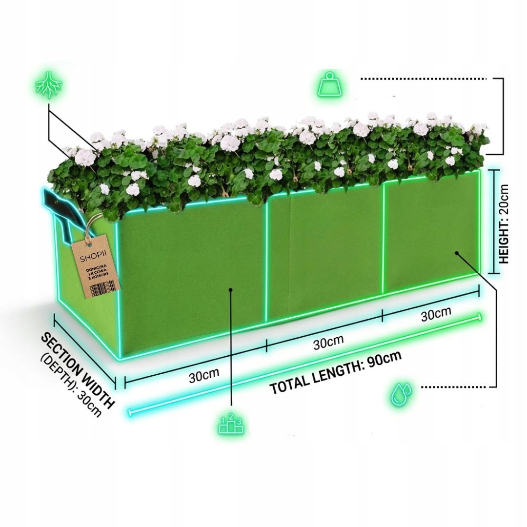 DONICZKA FILCOWA MATERIAŁOWA DO SADZENIA ROŚLIN WARZYW OGRODOWA 90X30 DUŻA Materiał wykonania filc