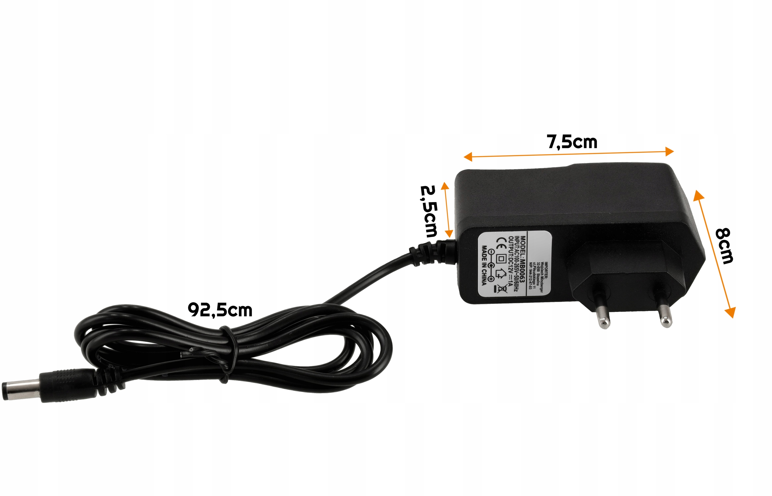 ZASILACZ WTYCZKOWY 12V 1A 12W DO TAŚM LED RGB Kod producenta 50001