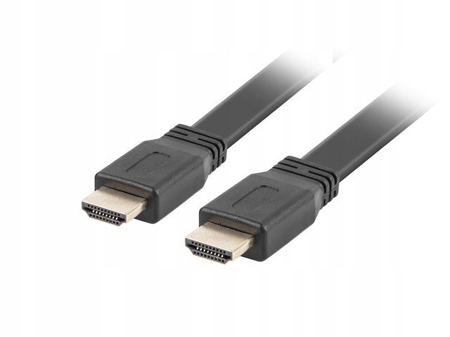 Kabel Hdmi-hdmi v2.0 1.8m czarny płaski 4K 60Hz, pełna miedź