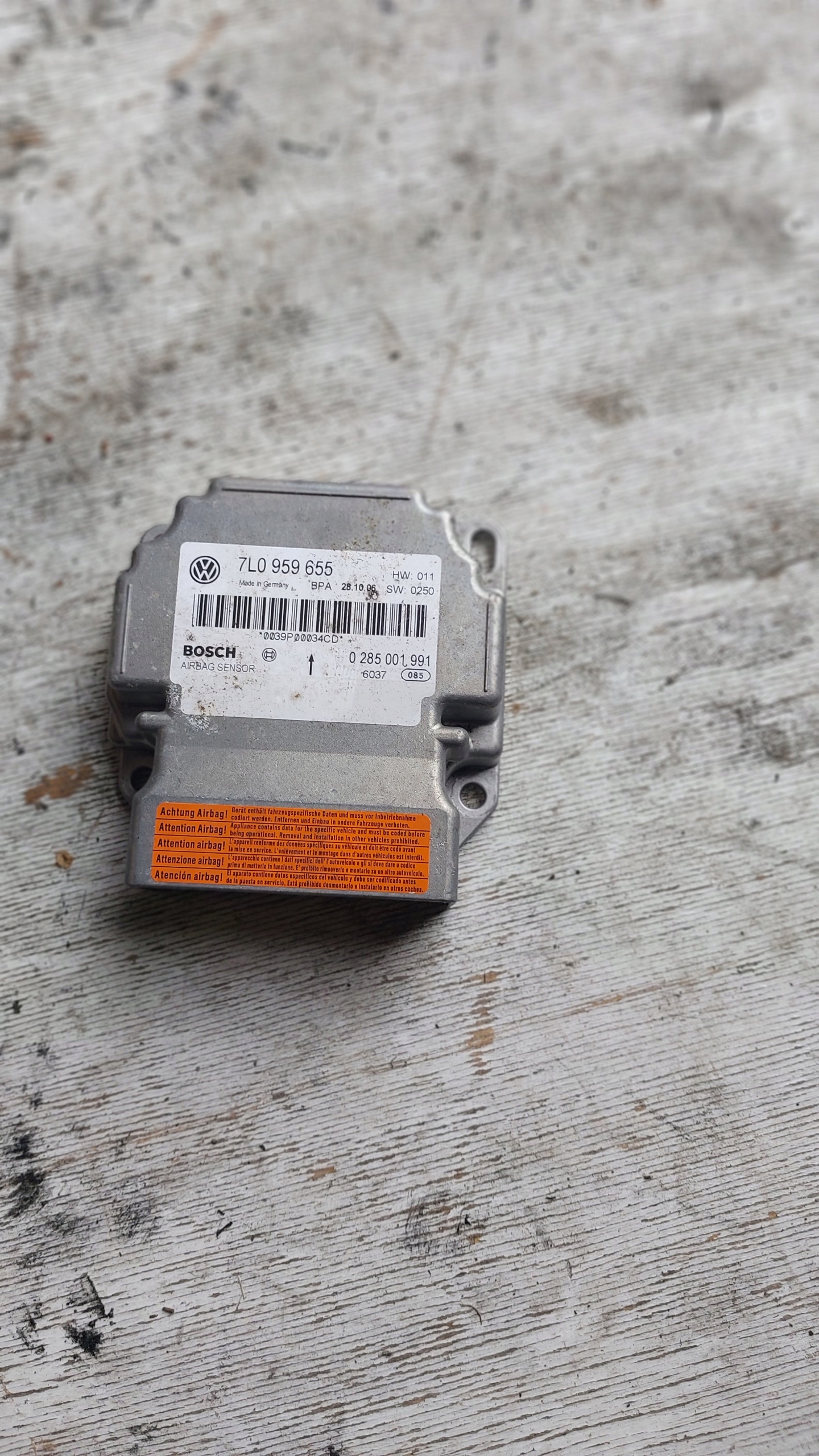control unit module airbag VW TOUAREG 7L0959655 0285001991