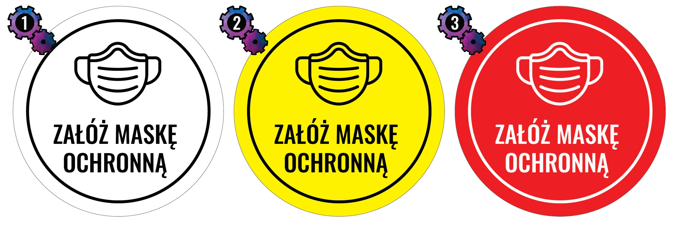 NAKLEJKA informacyjna ZAŁÓŻ MASECZKĘ OCHRONNĄ 15cm Kod producenta 01