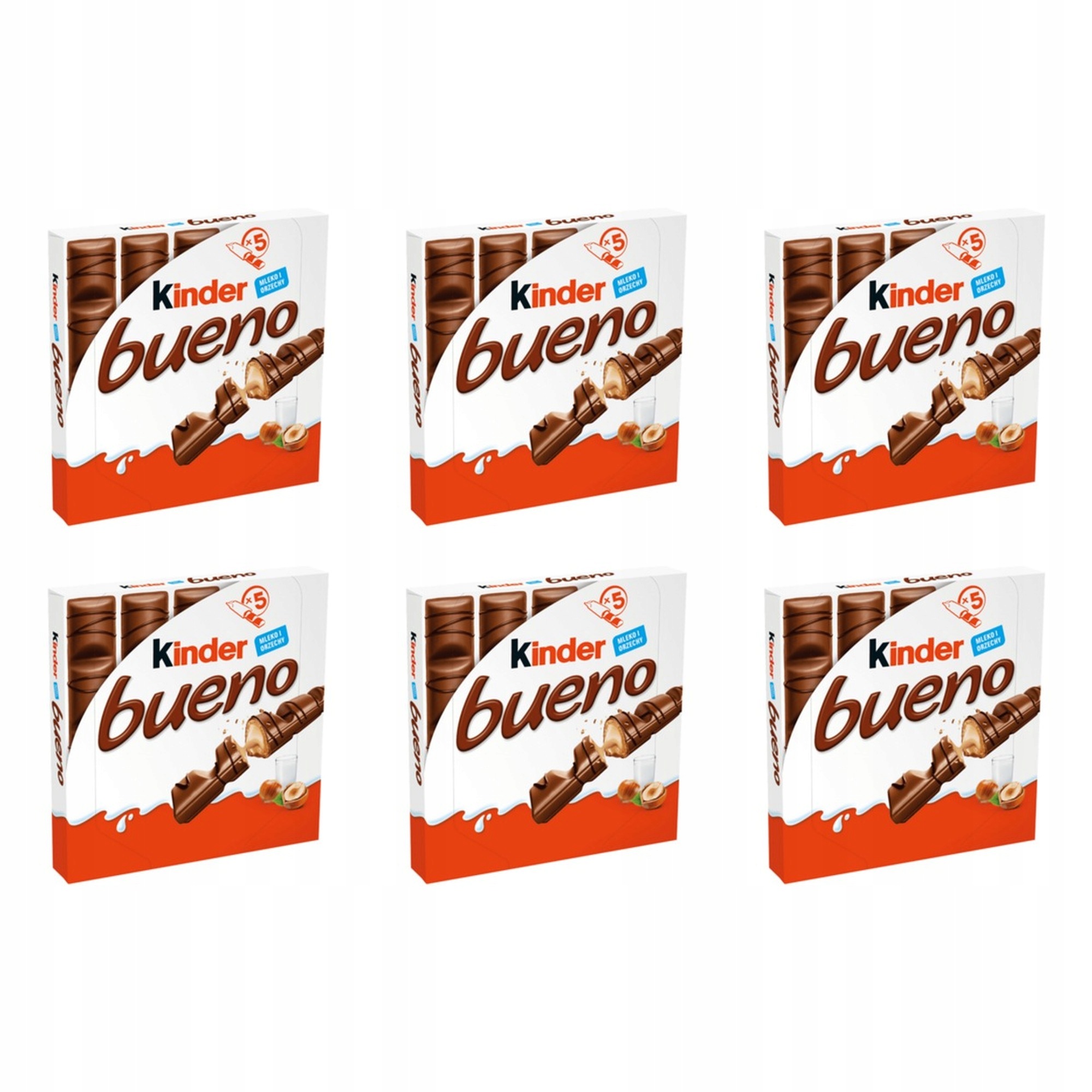 6x 107.5g Kinder Bueno Czekoladki w mlecznej