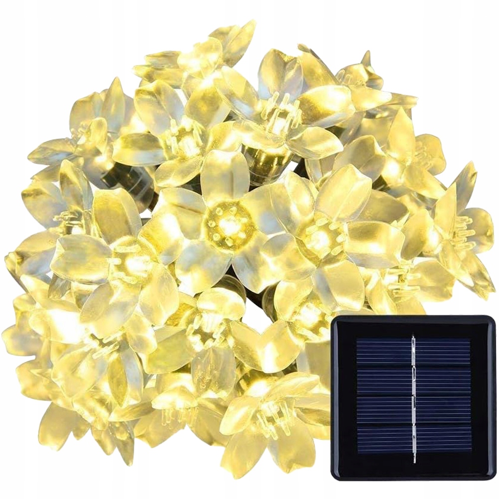 LAMPKI ŚWIATEŁKA SOLARNE OGRODOWE GIRLANDA KWIATY NA TARAS BALKON 30 LED Średnica kuli 3 cm
