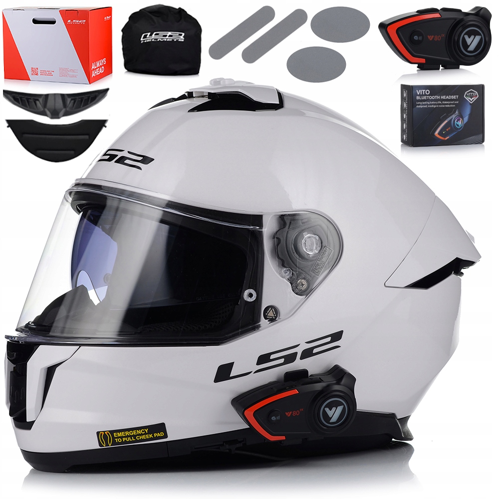 Motocyklová Prilba LS2 FF808 Stream II Biela Clona Bluetooth Interkom
