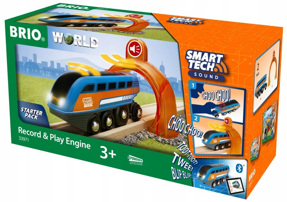 KOLEJKA BRIO SMART TECH LOKOMOTYWA Z NAGRYWARKĄ TUNEL ŚWIATŁO DŹWIĘK 33971